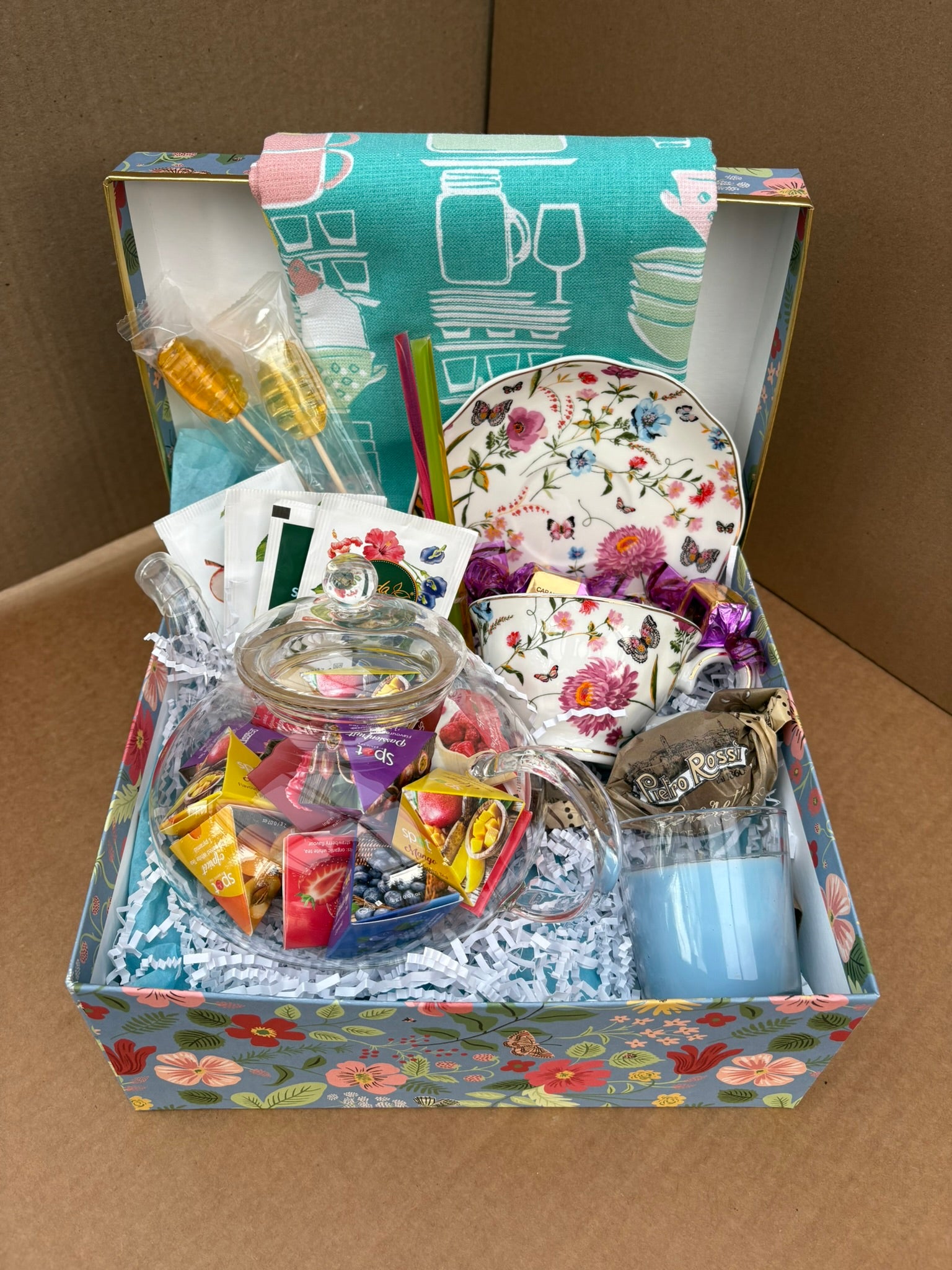 Tranquil Teal Tea Time Gift Basket
